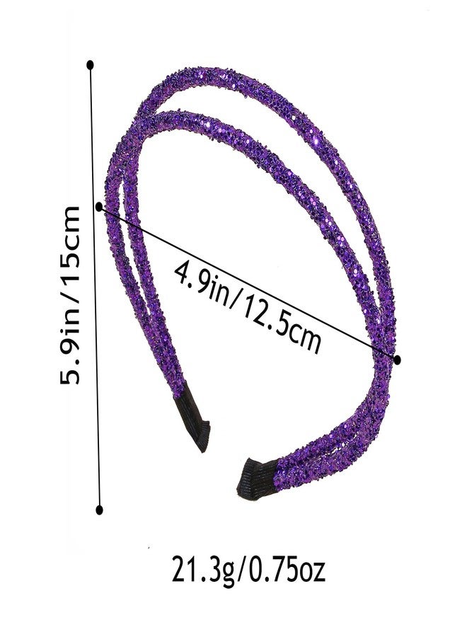 XIMA 16 Pieces Double Line Chunky Glitter Headbands for Women and Girls, Sparkly Girls' Hair Accessories - Image 4